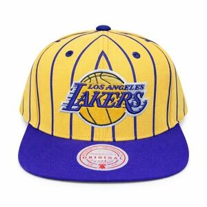 Los Angeles Lakers Hat Mitchell & Ness Snapback Two Tone Pinstripes Basketball
